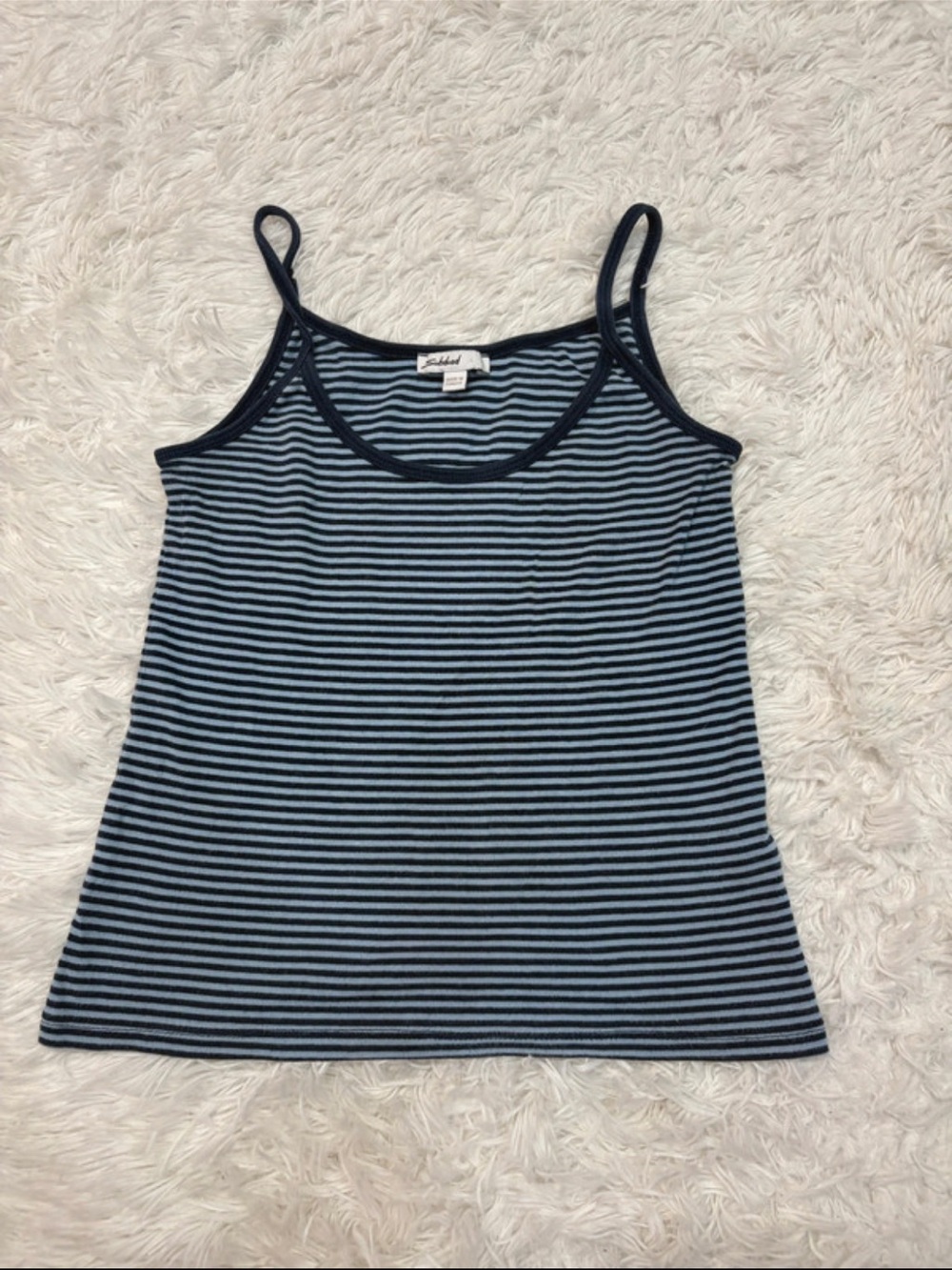 Subdued Navy & Light Blue Striped Spaghetti Strap Tank